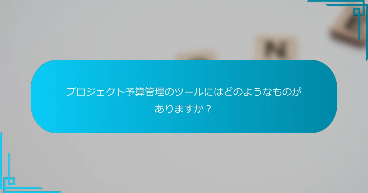 プロジェクト予算管理のツールにはどのようなものがありますか？