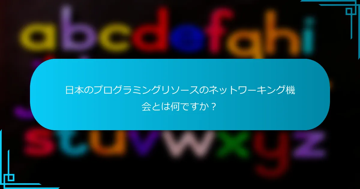 日本のプログラミングリソースのネットワーキング機会とは何ですか？