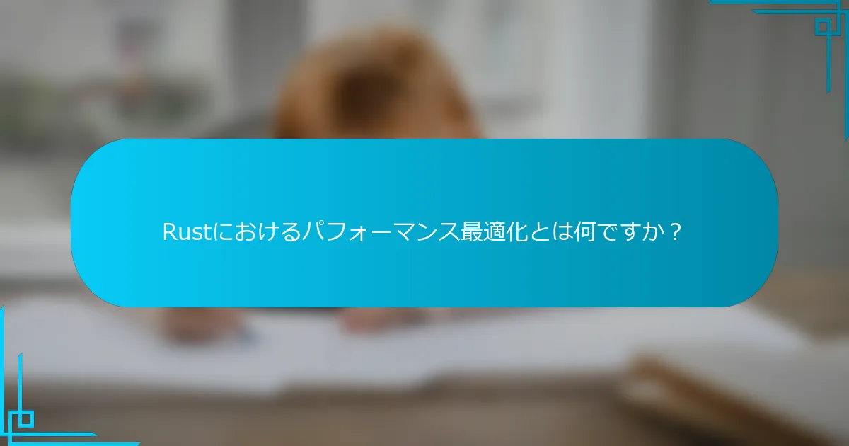 Rustにおけるパフォーマンス最適化とは何ですか？
